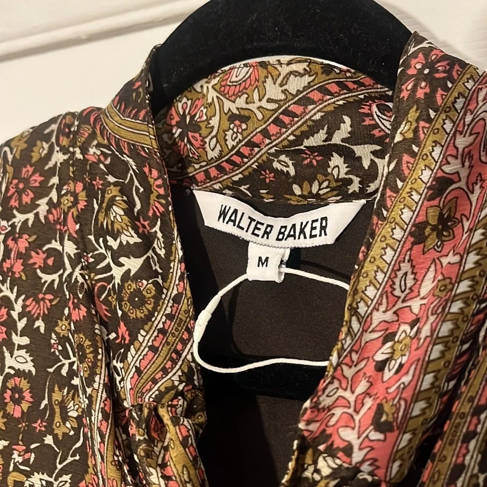 Walter Baker Ruffled Tiered Brown and Black Midi Dress - Picture 3 of 6